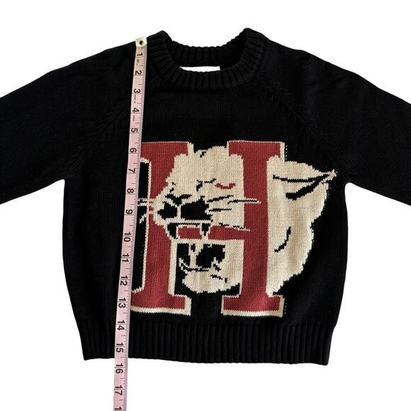 Honor The Gift Kids Panther Mascot Black & Red Crewneck Knit Sweater Size 3-4 - Picture 3 of 6